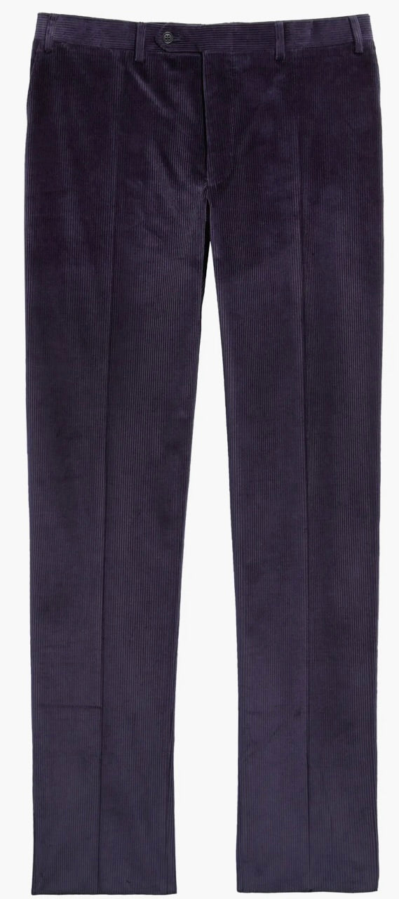 Canali Corduroy Stretch Cotton Pants in Navy Blue