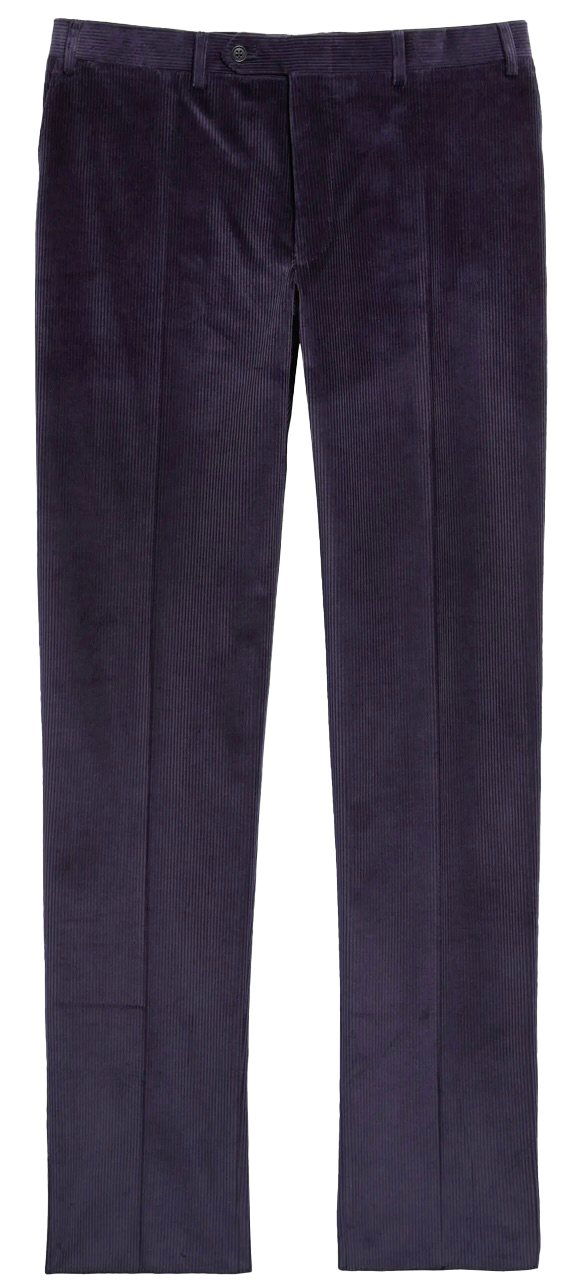 Canali Corduroy Stretch Cotton Pants in Navy Blue