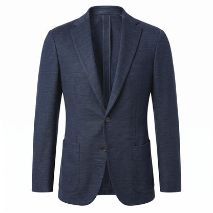 Fradi Knitted Linen & Cotton Super Light Jersey Jacket in Navy Blue
