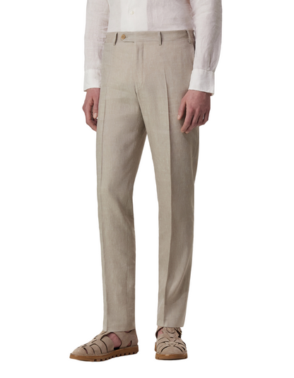 Canali Siena Classic Fit Linen Wool Blend Dress Pants in Oatmeal