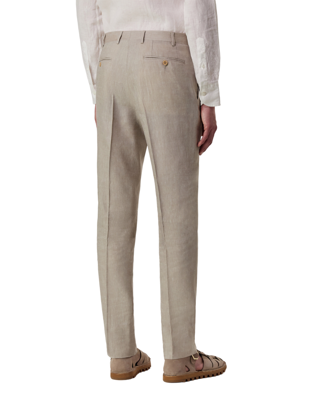 Canali Siena Classic Fit Linen Wool Blend Dress Pants in Oatmeal