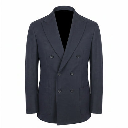 Fradi Super Stretch Ribbed Techno Double Breast Jersey Jacket in Black