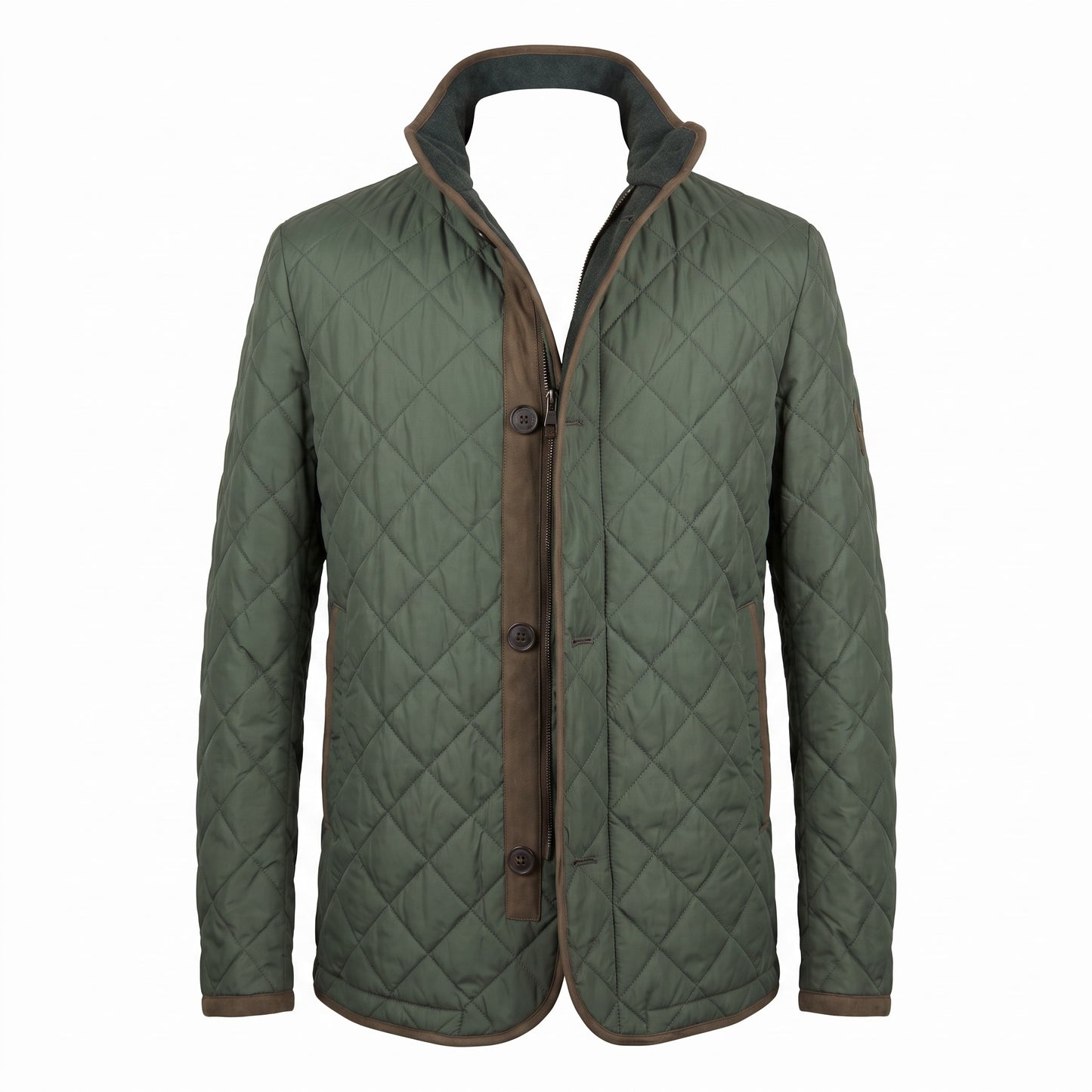 Waterville Nylon Diamond Quilt Car Coat in Olive Green