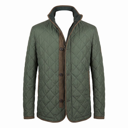 Waterville Nylon Diamond Quilt Car Coat in Olive Green