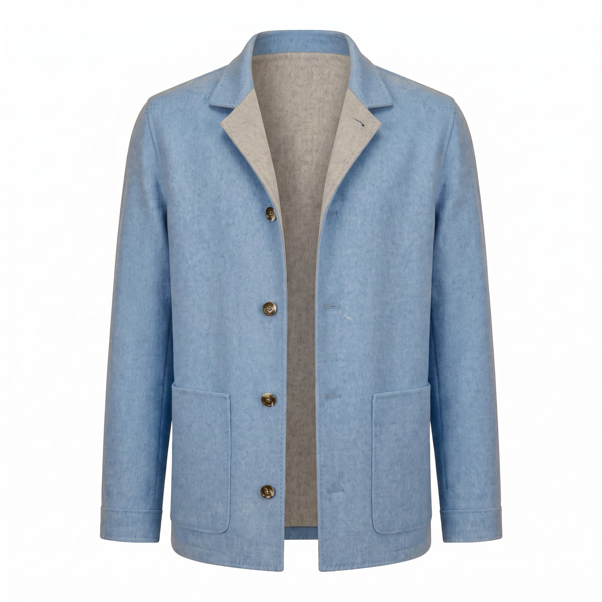 Gimo’s Ultra-Soft Double-Faced Wool Reversible Coat – Light Gray