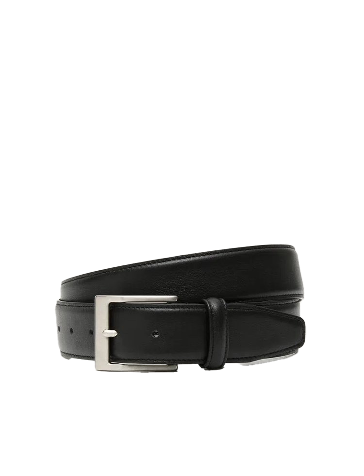 Canali Calfskin Leather Belt in Black