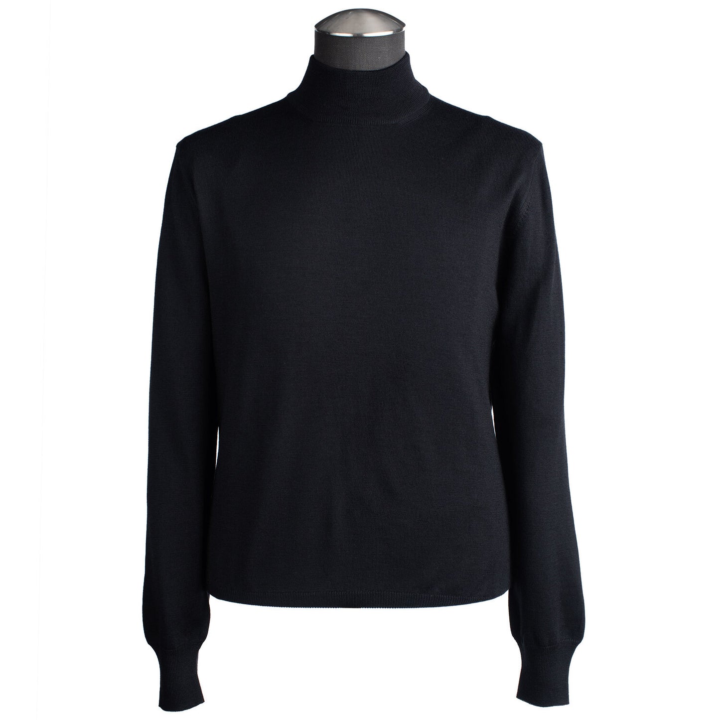 Gran Sasso Extra Fine Merino Wool Mock Sweater in Black