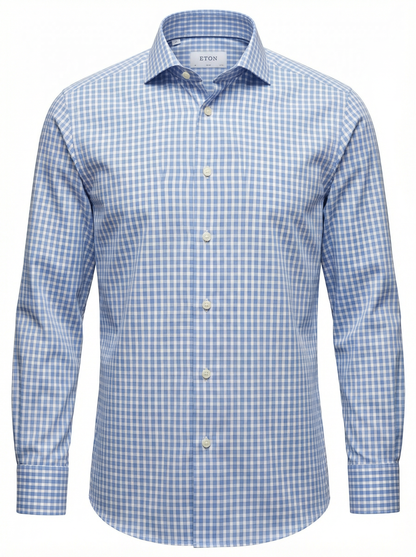 Eton Check Breeze Poplin Shirt Slim Fit in Blue