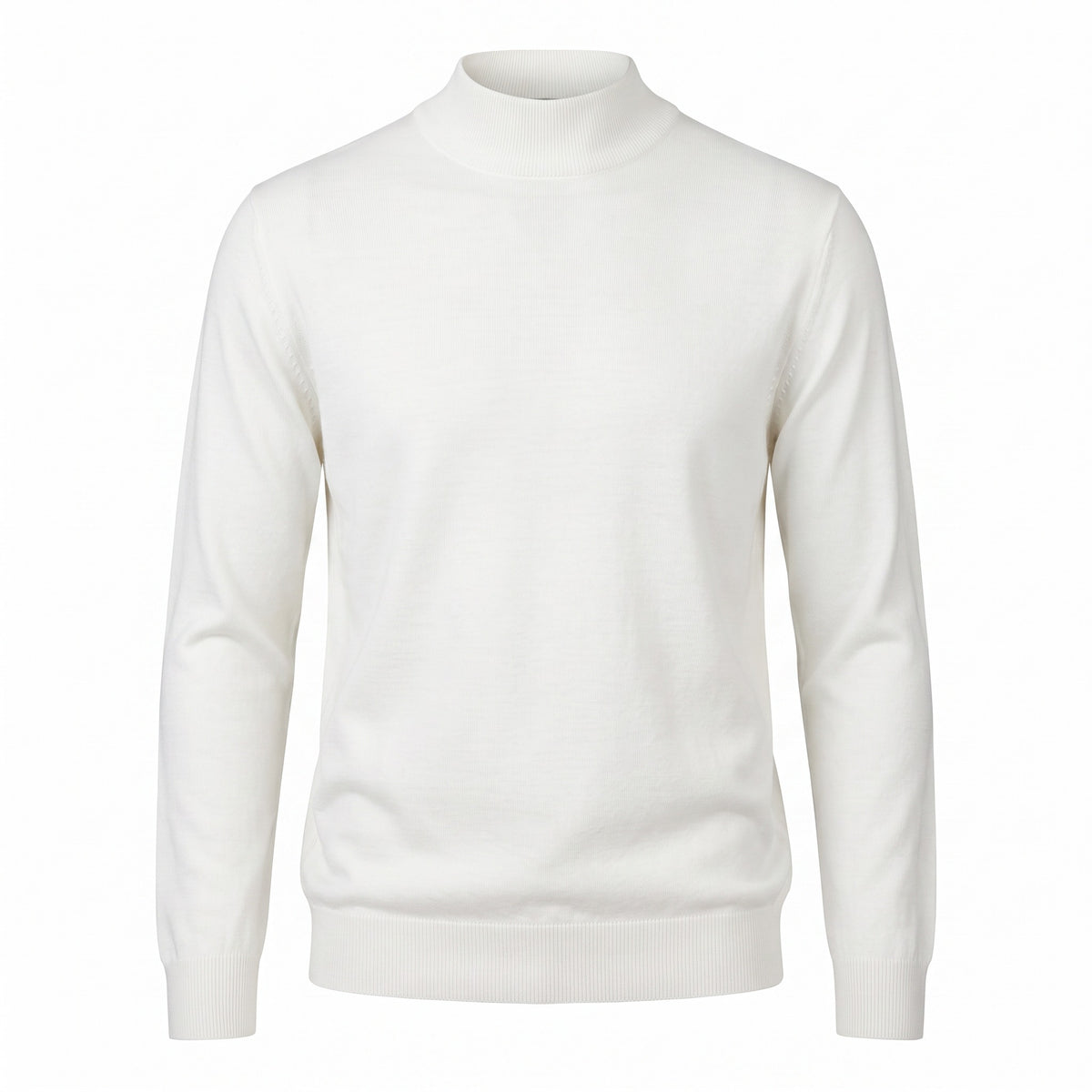 Ferrante Extra Fine Merino Wool Mock Sweater in Eggshell