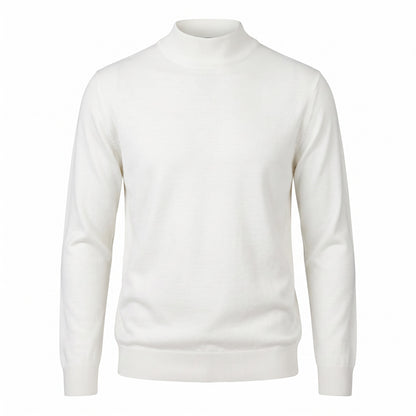 Ferrante Extra Fine Merino Wool Mock Sweater in Eggshell