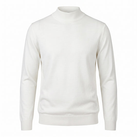 Ferrante Extra Fine Merino Wool Mock Sweater in Eggshell