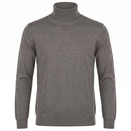 Ferrante Extra Fine Merino Wool Turtleneck Sweater in Mushroom