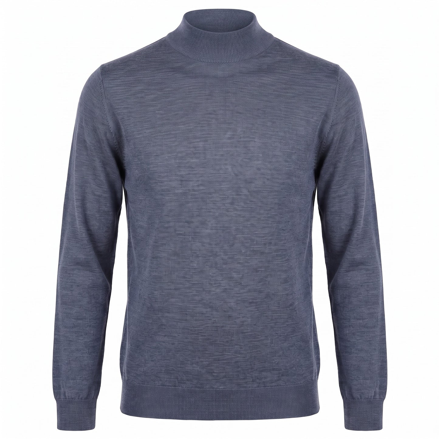 Ferrante Extra Fine Merino Wool Mock Sweater in Mid Blue