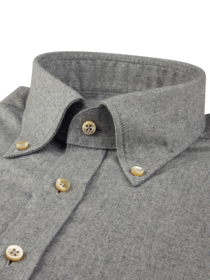 Stenströms Grey Luxury Flannel Sport Shirt in Regular Fit