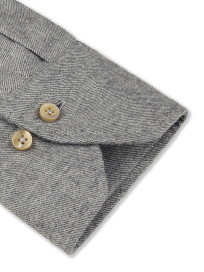 Stenströms Grey Luxury Flannel Sport Shirt in Regular Fit