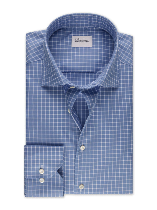 Stenströms Blue check Twill Shirt -Light Blue