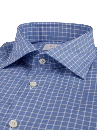 Stenströms Blue check Twill Shirt -Light Blue