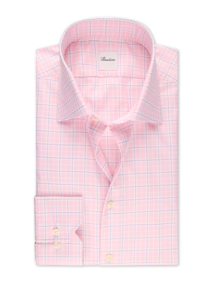 Stenströms Regular Fit Light Pink Checked Twill Shirt