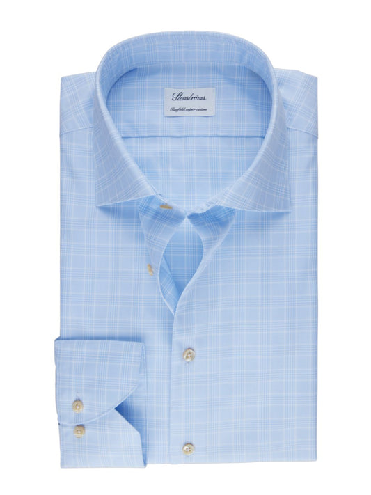 Stenströms Light blue Checked Twill Shirt