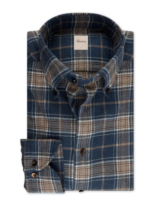 Stenstroms regular Fit Dark Blue Checked Flannel Shirt