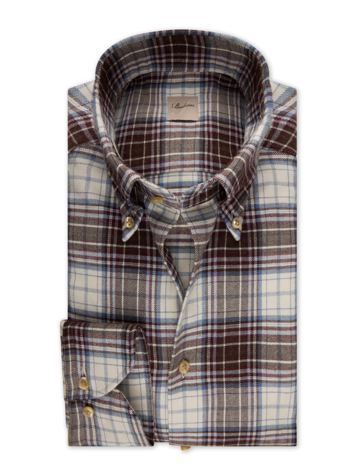 Stenströms Dark Red Checkered Flannel Shirt in Regular Fit
