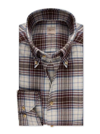 Stenströms Dark Red Checkered Flannel Shirt in Regular Fit