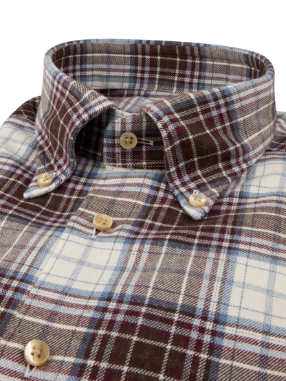 Stenströms Dark Red Checkered Flannel Shirt in Regular Fit