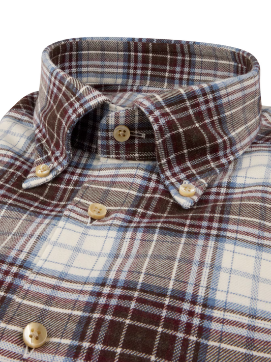 Stenströms Dark Red Checkered Flannel Shirt in Regular Fit