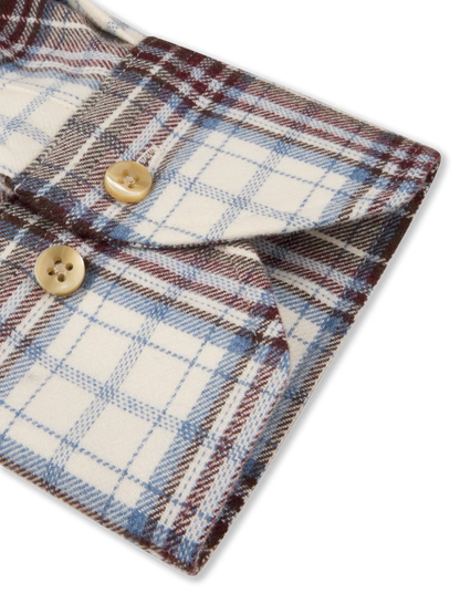Stenströms Dark Red Checkered Flannel Shirt in Regular Fit