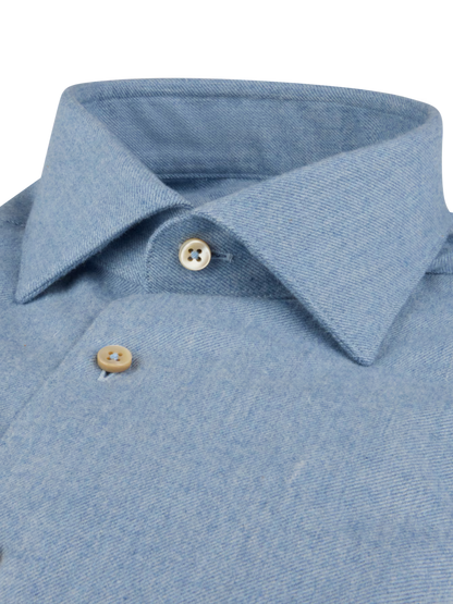 Stenströms Regular Fit Luxury Flannel Shirt in Light Blue