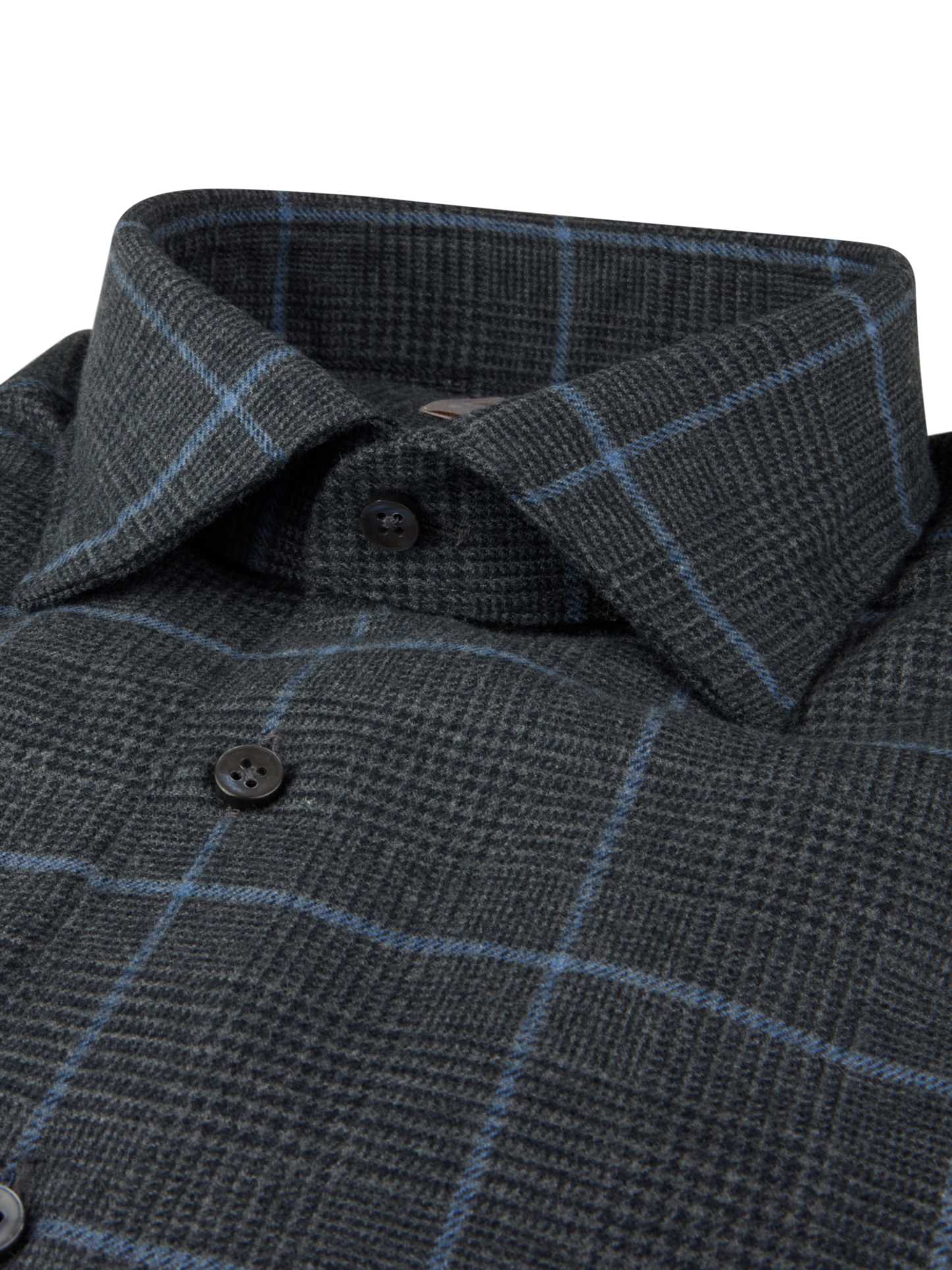 Stenströms Dark Grey Checked Luxury Flannel Sport Shirt in Regular Fit
