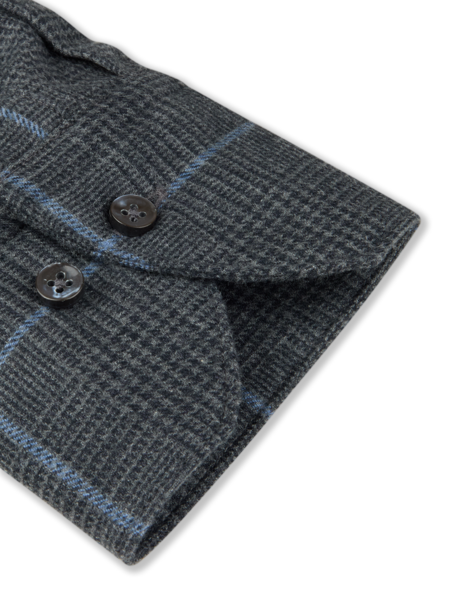 Stenströms Dark Grey Checked Luxury Flannel Sport Shirt in Regular Fit