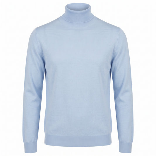 Ferrante Extra Fine Merino Wool Turtleneck Sweater in Light Blue