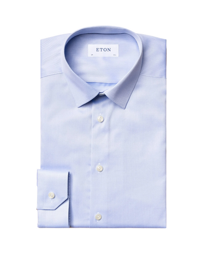 Eton Signature Twill Dress Shirt in Light Blue