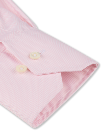 Stenströms Soft Pink Houndstooth Twill Shirt in Regular Fit