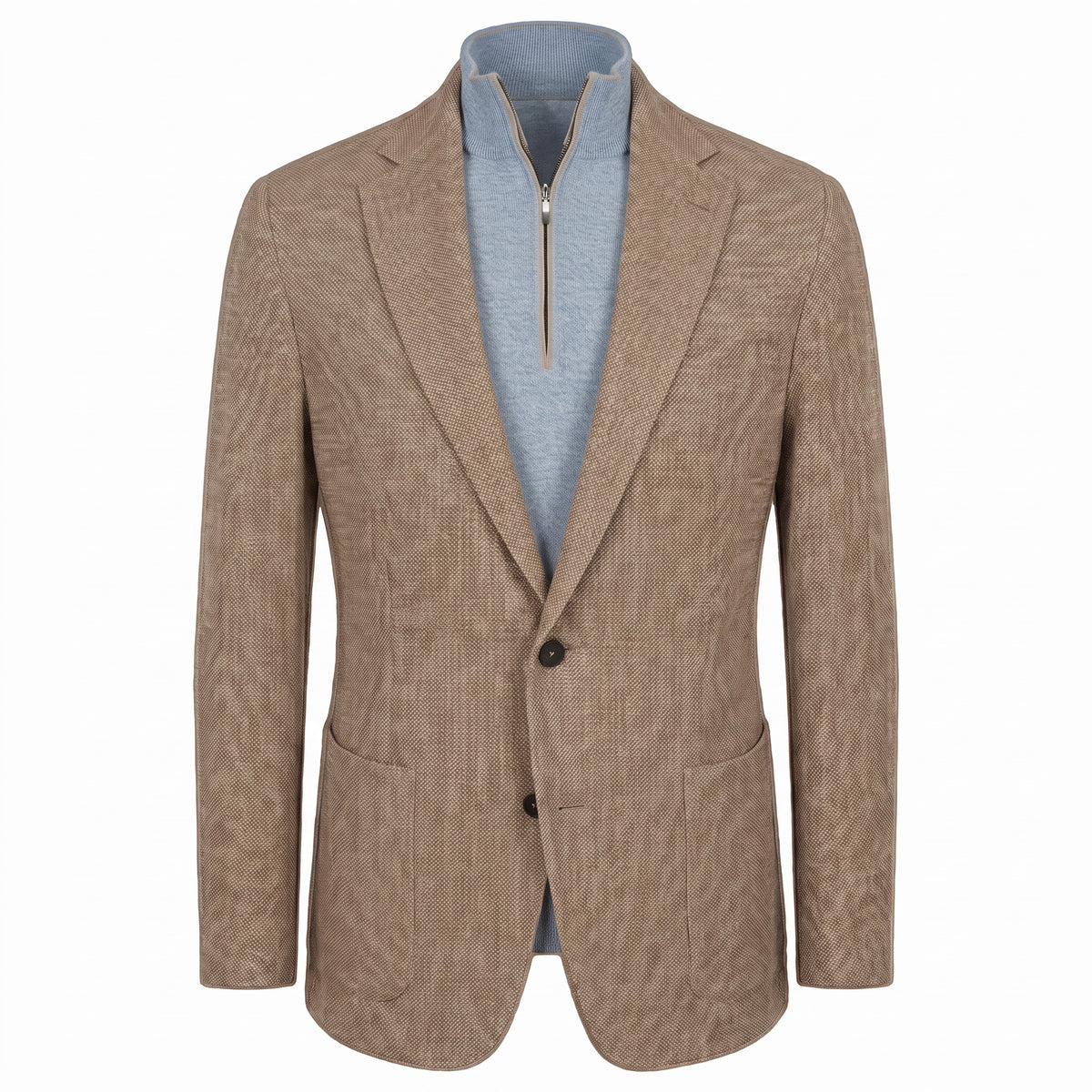 Fradi Knitted Linen & Cotton Super Light Jersey Jacket -Camel
