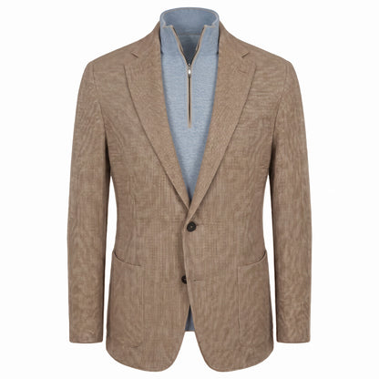 Fradi Knitted Linen & Cotton Super Light Jersey Jacket -Camel