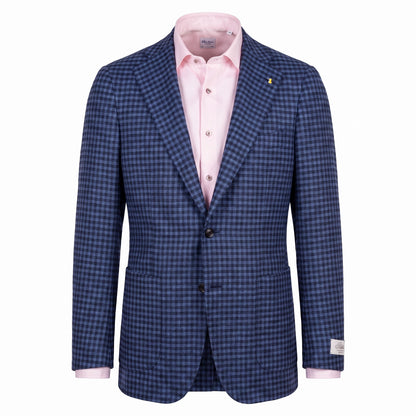 Belvest "Jacket in the Box" 100% Wool Sport Coat in Mid Blue Check