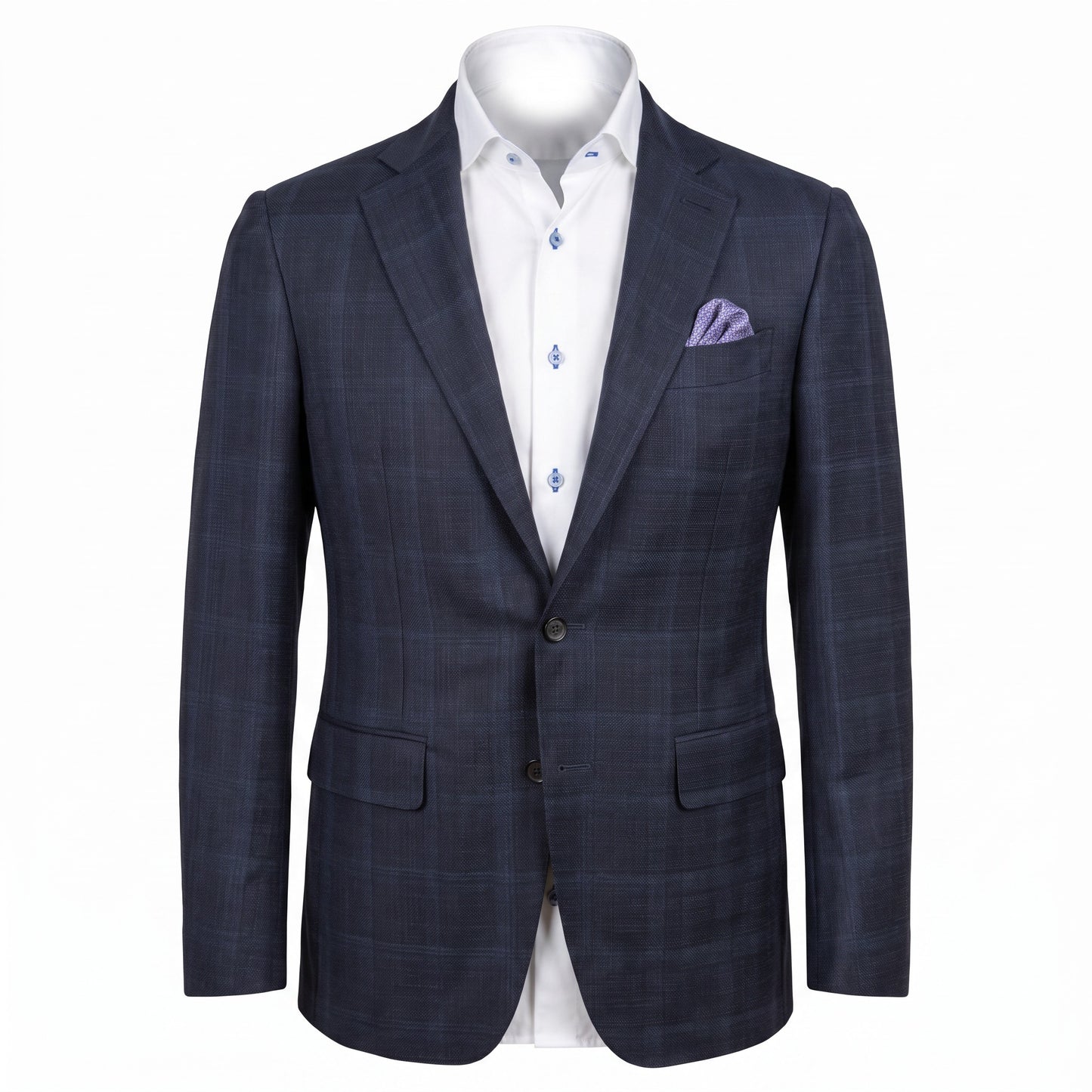 Canali Kei Model Wool Sport Coat in Midnight Plaid