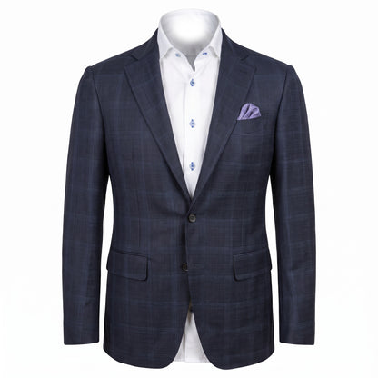 Canali Kei Model Wool Sport Coat in Midnight Plaid