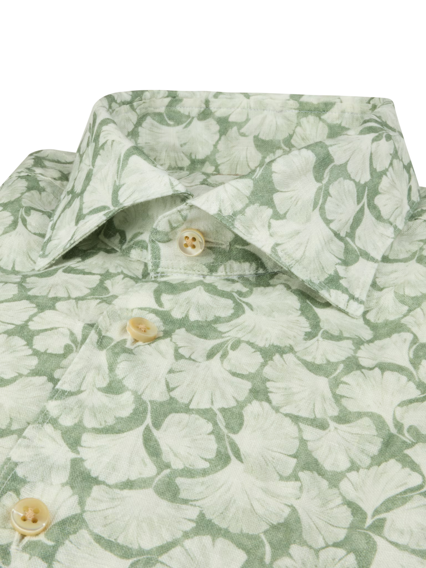 Stenströms Light Green Patterned Linen Shirt in Slim Fit