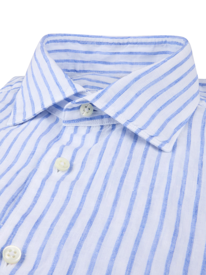 Stenströms Blue Striped Linen Shirt in Slim Fit