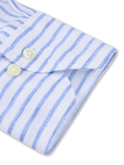 Stenströms Blue Striped Linen Shirt in Slim Fit