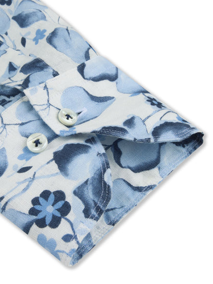 Stenstroms Floral Linen Shirt-Blue