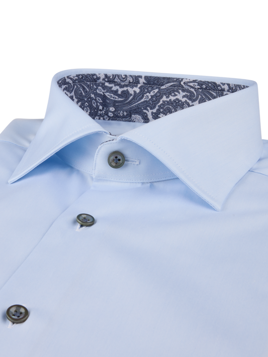 Stenströms Regular Fit Contrast Twill Shirt in Light Blue
