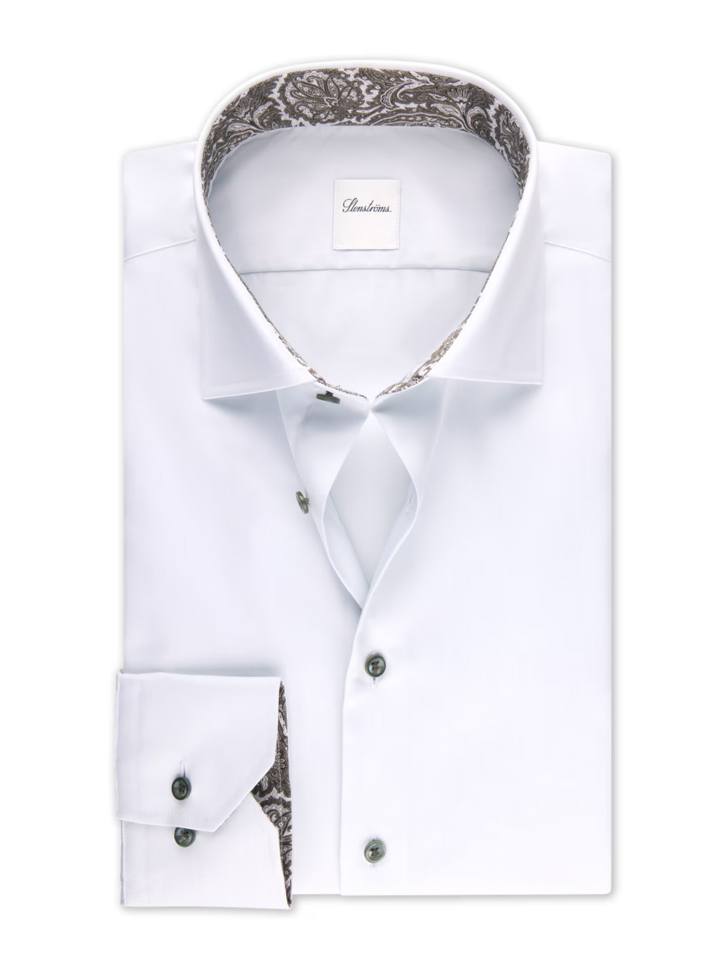 Stenströms Regular Fit Contrast Twill Shirt in Light Grey