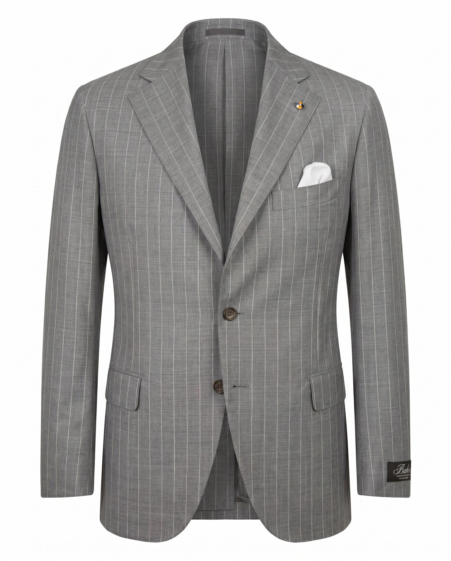 Belvest Super 120’s Wool Suit in Light Gray Pinstripe