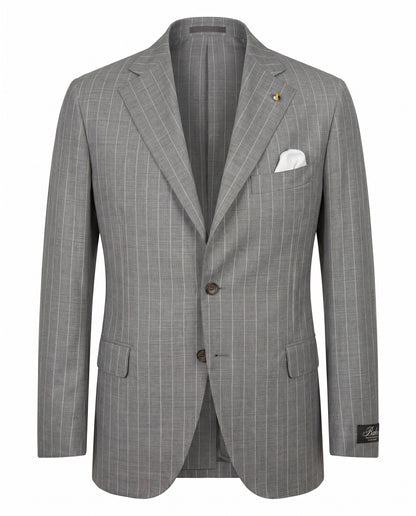 Belvest Super 120’s Wool Suit in Light Gray Pinstripe