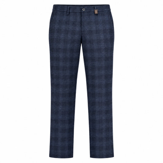 Alberto Lou Wool Check Flannel Pants in Blue