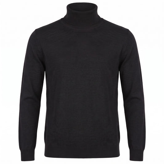 Ferrante Extra Fine Merino Wool Turtleneck Sweater in Black